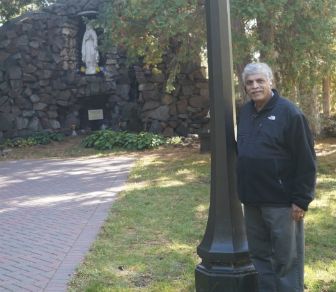 Photo of Patrick Norton at Our Lady of Lourdes Grotto at Saint Benedict’s in St. Joseph, Minnesota.